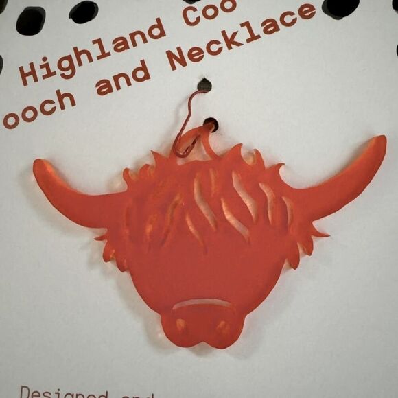 Gracie J orange Highland Cow Necklace and Brook NWT - Picture 3 of 5